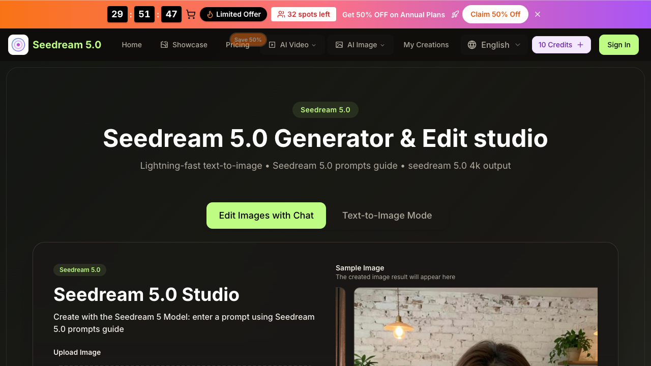 Seedream 5.0 Generator & Edit Studio screenshot