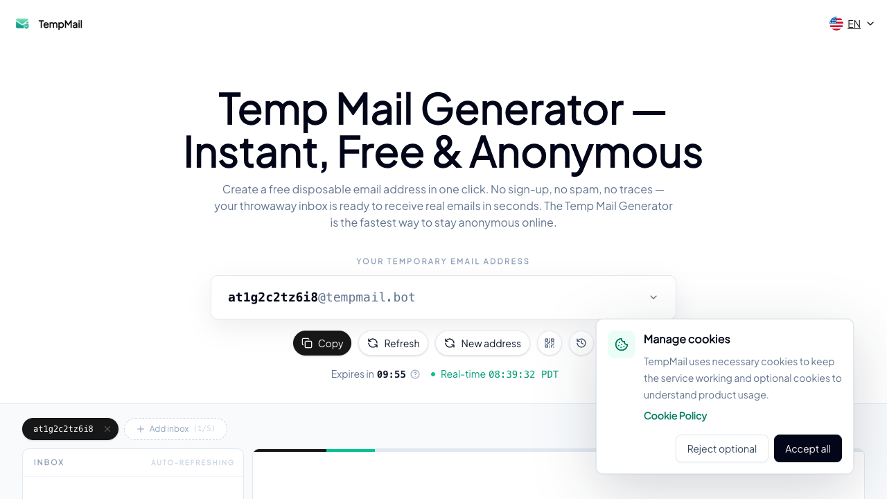 Temp Mail Generator screenshot